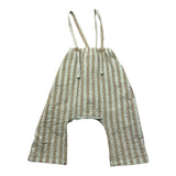 Cucu' Lab Pantalone Tinta Unita Con Bretelle E Fantasia A Righe Verde Per Neonato