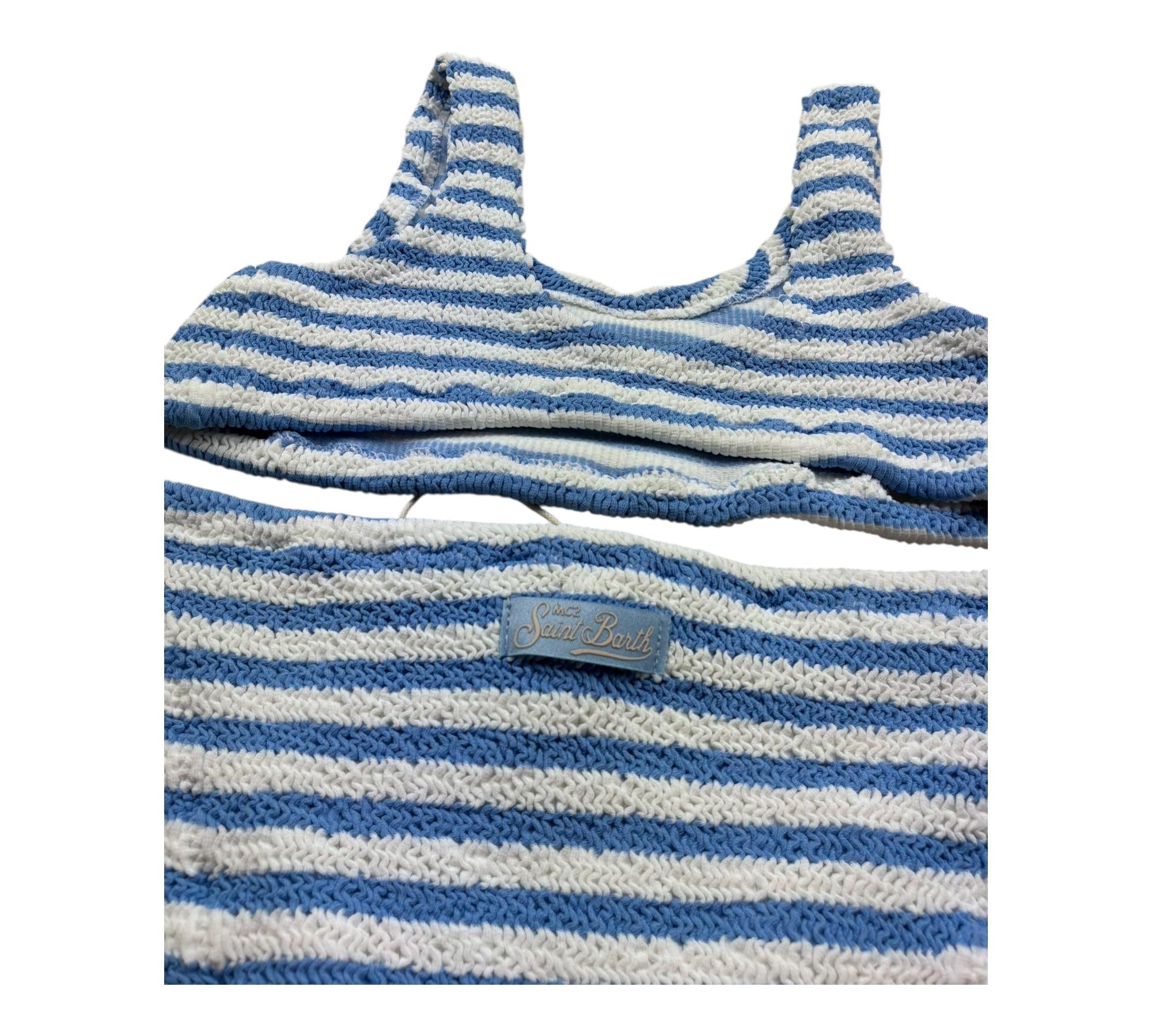 Saint Barth Costume 2 Pezzi Fascia-Mutandina per Bambina BAKERW BIANCO/AZZURRO SAINT BARTH 
