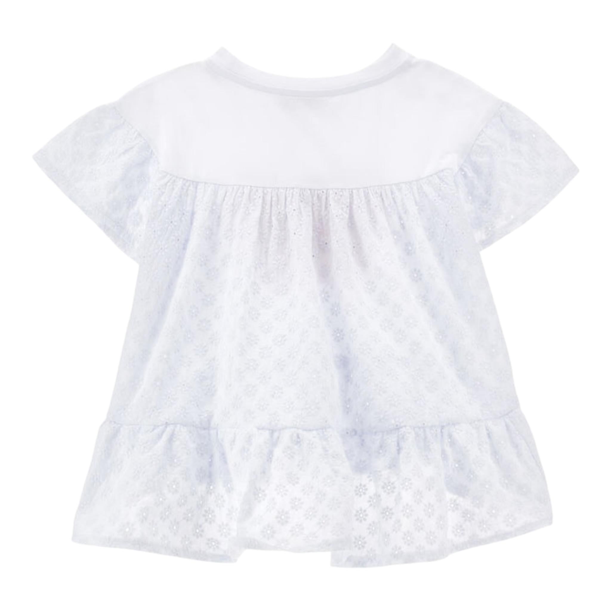 Monnalisa Maxi T-Shirt Girocolo Tinta Unita con Stampa per Bambina 19E625 BIANCO MONNALISA 
