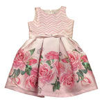 Loredana Abito Tinta Unita con Fantasia Fiori per Bambina P0101173 ROSA LOREDANA 