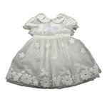 Colori Chiari Abito Mezza Manica tinta unita con Tulle Bianco per Neonata ABTCL BIANCO COLORI CHIARI 