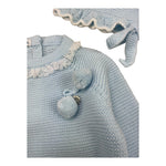 JULIANA completo 3 pz maglia-ghettina-cappello tinta unita Azzurro per Neonata 24543 AZZURRO JULIANA 