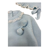 JULIANA completo 3 pz maglia-ghettina-cappello tinta unita Azzurro per Neonata 24543 AZZURRO JULIANA 