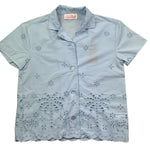 Saint Barth Camicia Mezza Manica Tinta Unita In Pizzo Sangallo per Bambina EVERLEE AZZURRO SAINT BARTH 