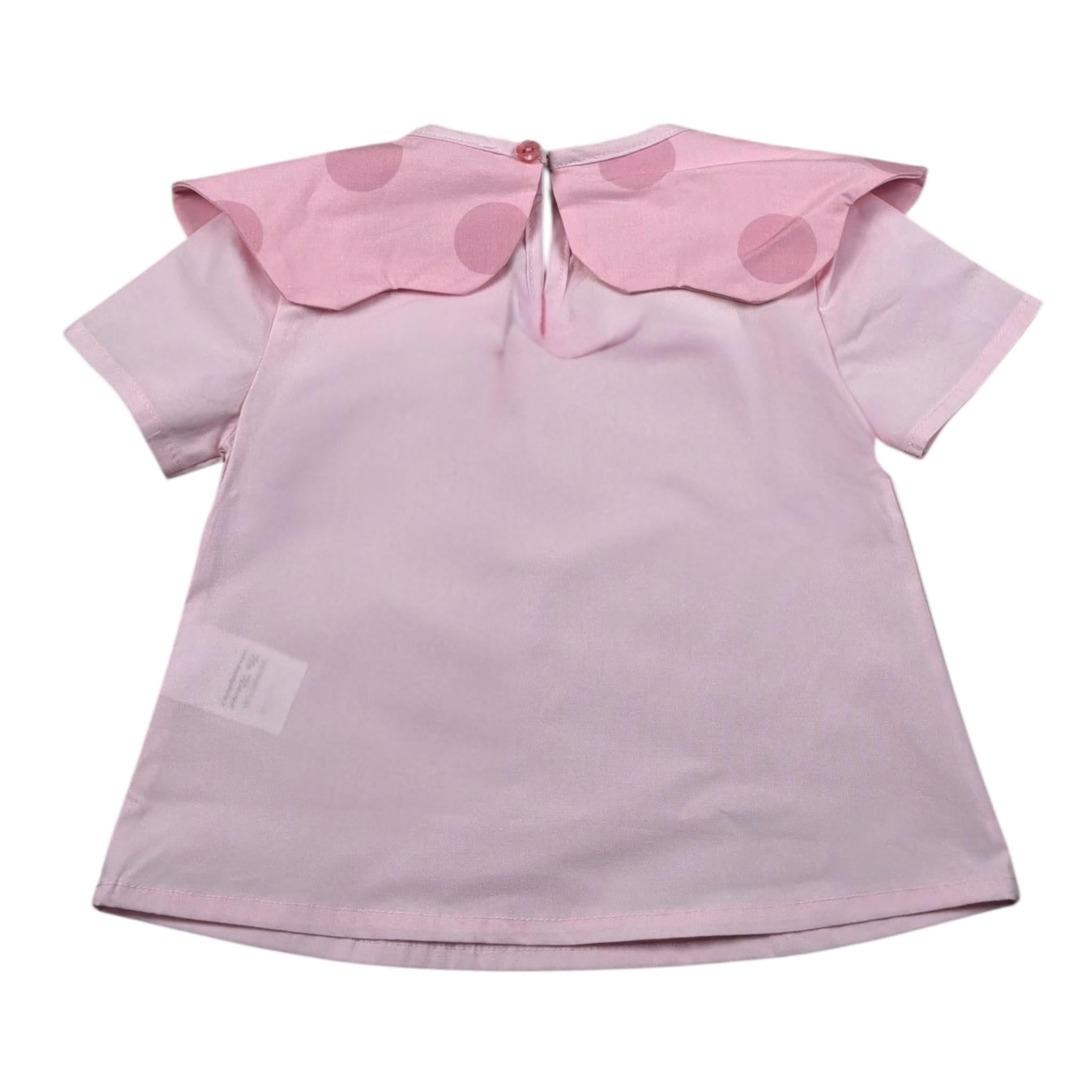 A' La Page Camicia Mezza Manica Tinta Unita con Colletto per Neonata GIADA ROSA A' LA PAGE 