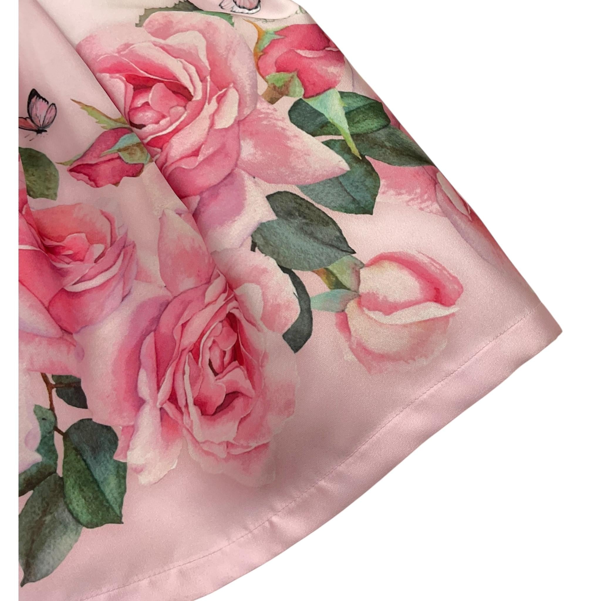 Loredana Abito Tinta Unita con Fantasia Fiori per Bambina P0101173 ROSA LOREDANA 