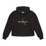 CALVIN KLEIN felpa tinta unita con cappuccio e stampa Nero per Bambina IG0IG02543 NERO CALVIN KLEIN 
