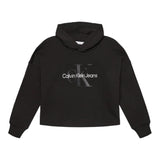 CALVIN KLEIN felpa tinta unita con cappuccio e stampa Nero per Bambina IG0IG02543 NERO CALVIN KLEIN 