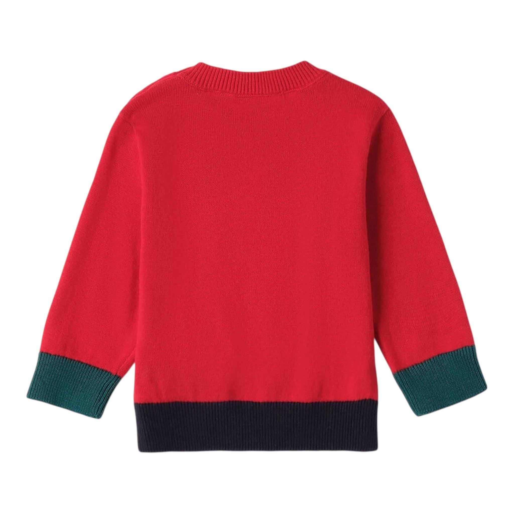 MINI BANDA maglia girocollo tinta unita con ricami Rosso per Neonato 3A671X ROSSO MINI BANDA 