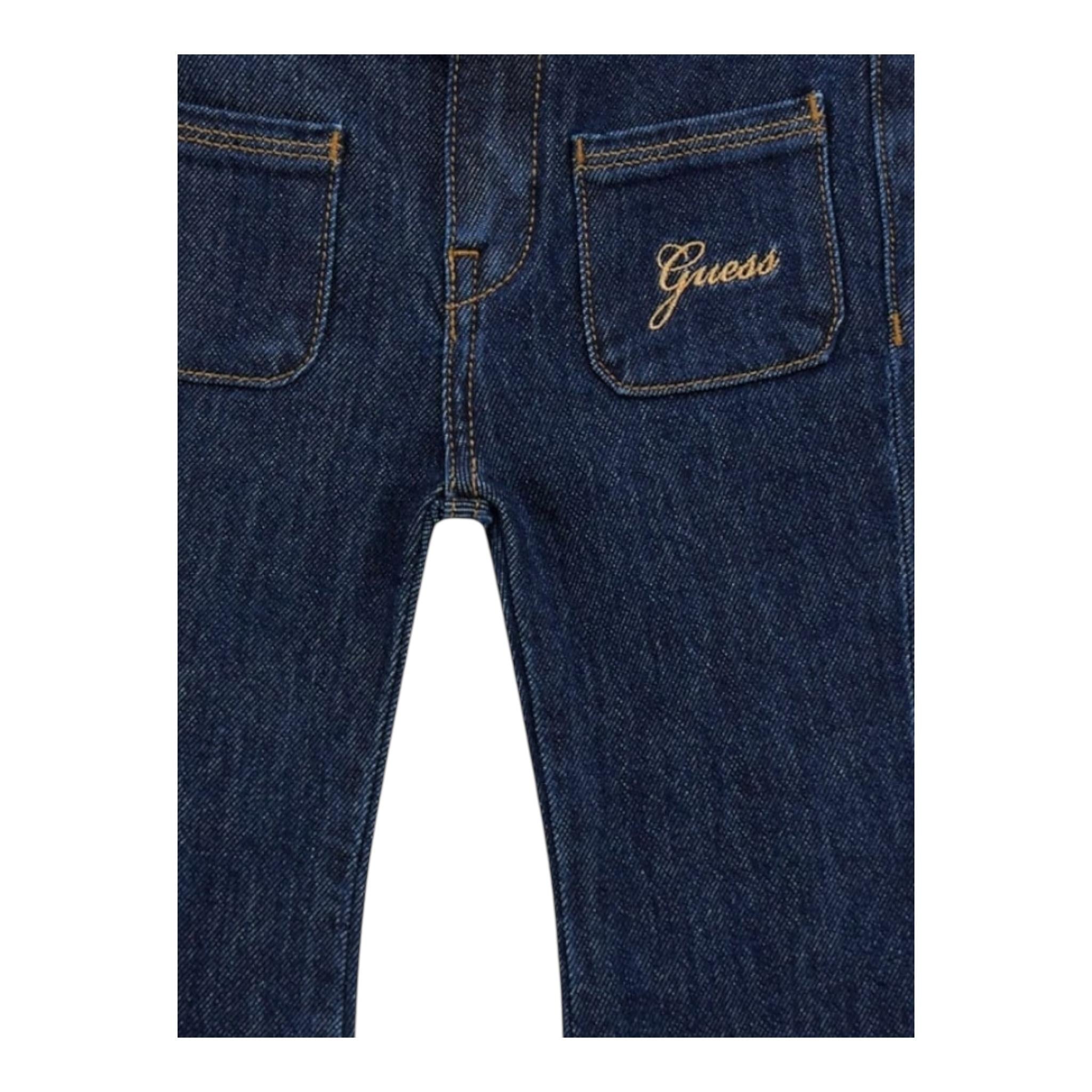 Guess Jeans Tinta Unita con Girovita Regolabile per Bambina K5RA03D4MS0 BLU GUESS 