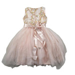 Miss Leod Abito Mezza Manica tinta unita con Ricami Rosa per Bambina 4507 ROSA MISS LEOD 