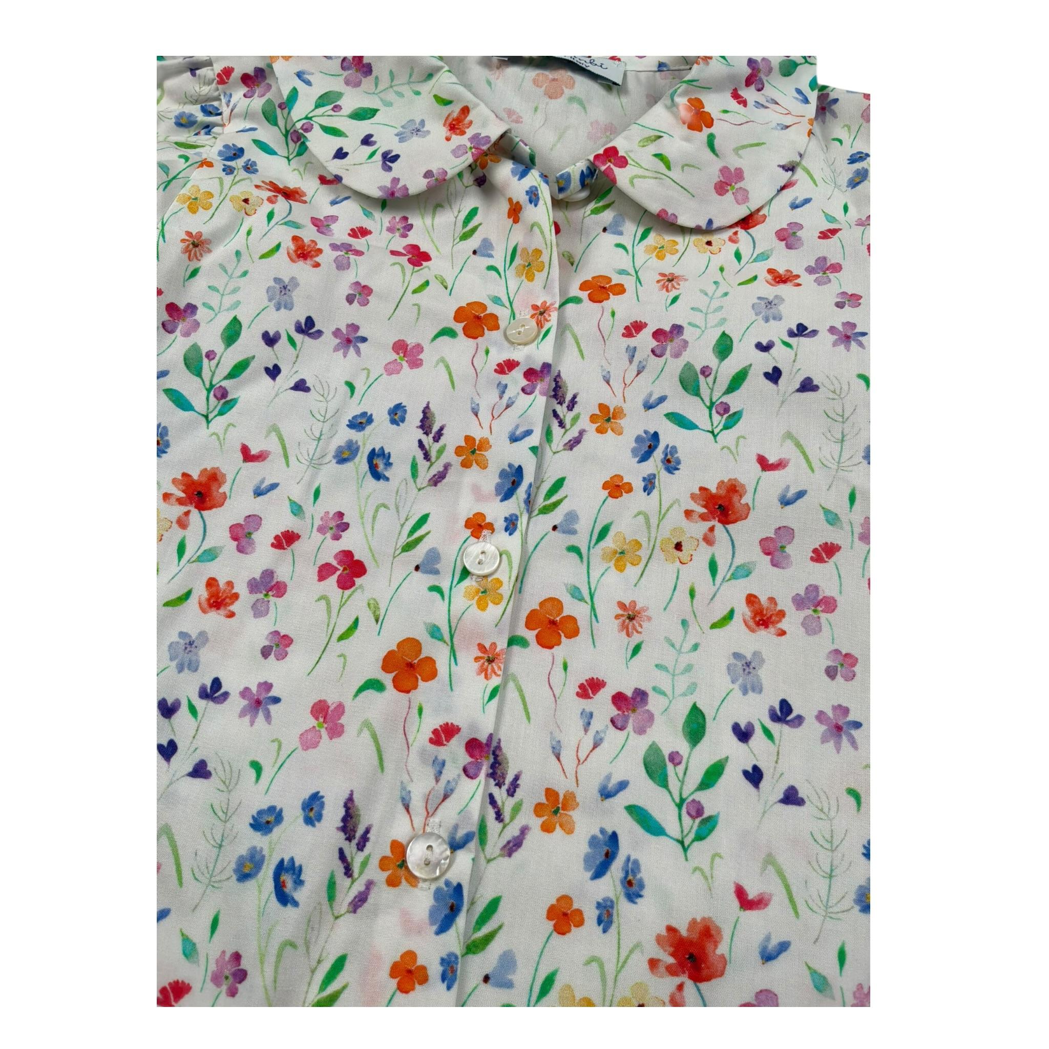 Ilfarobimbi Camicia Mezza Manica tinta unita Fantasia Floreale Bianco per Bambina IFB40105 BIANCO ILFAROBIMBI 