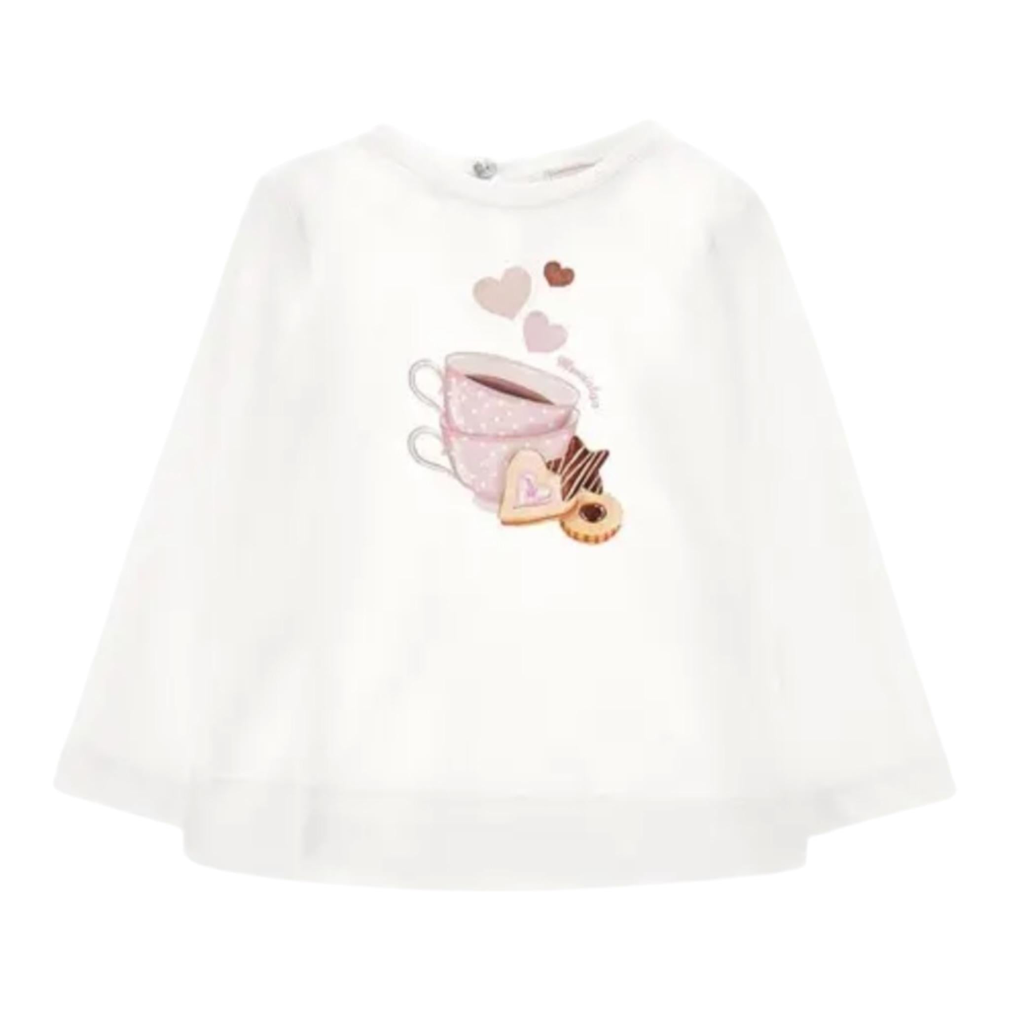 Monnalisa Shirt Girocollo tinta unita con Stampa Bianco per Neonata 39B609 BIANCO MONNALISA 