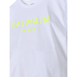 Balmain T-Shirt Girocollo Tinta Unita con Stampa per Bambina BU8Q71 BIANCO BALMAIN 