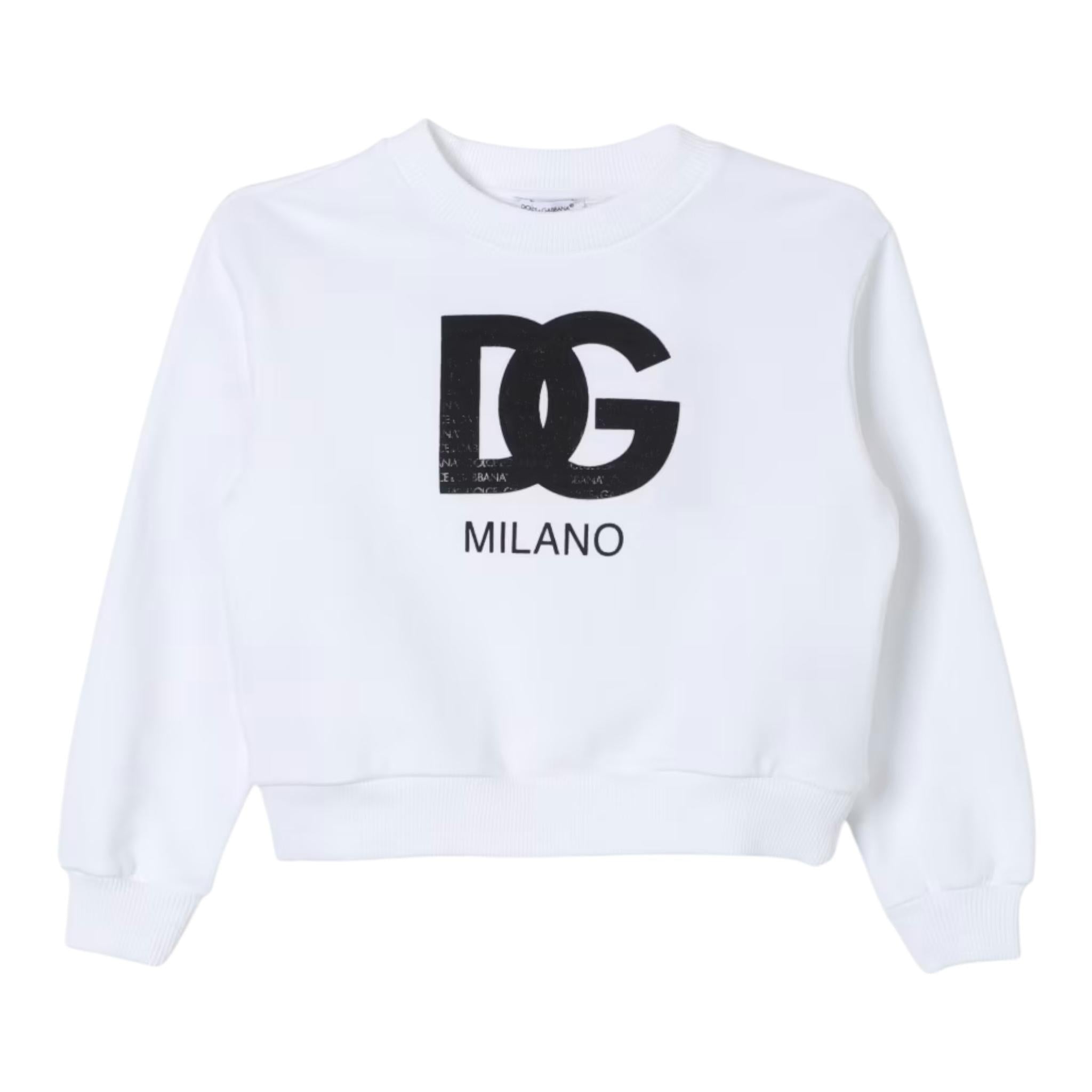 Dsquared2 Felpa Chiusa Girocollo Tinta Unita con Logo per Bambina L4IWHZ BIANCO DOLCE & GABBANA 