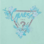 Guess T-Shirt Girocollo Tinta Unita con Stampa per Bambina K5GI14K6YW4 VERDE ACQUA GUESS 