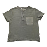 Teddy E Minou T-Shirt Tinta Unita Con Bottoni E Taschino Grigio Per Neonato