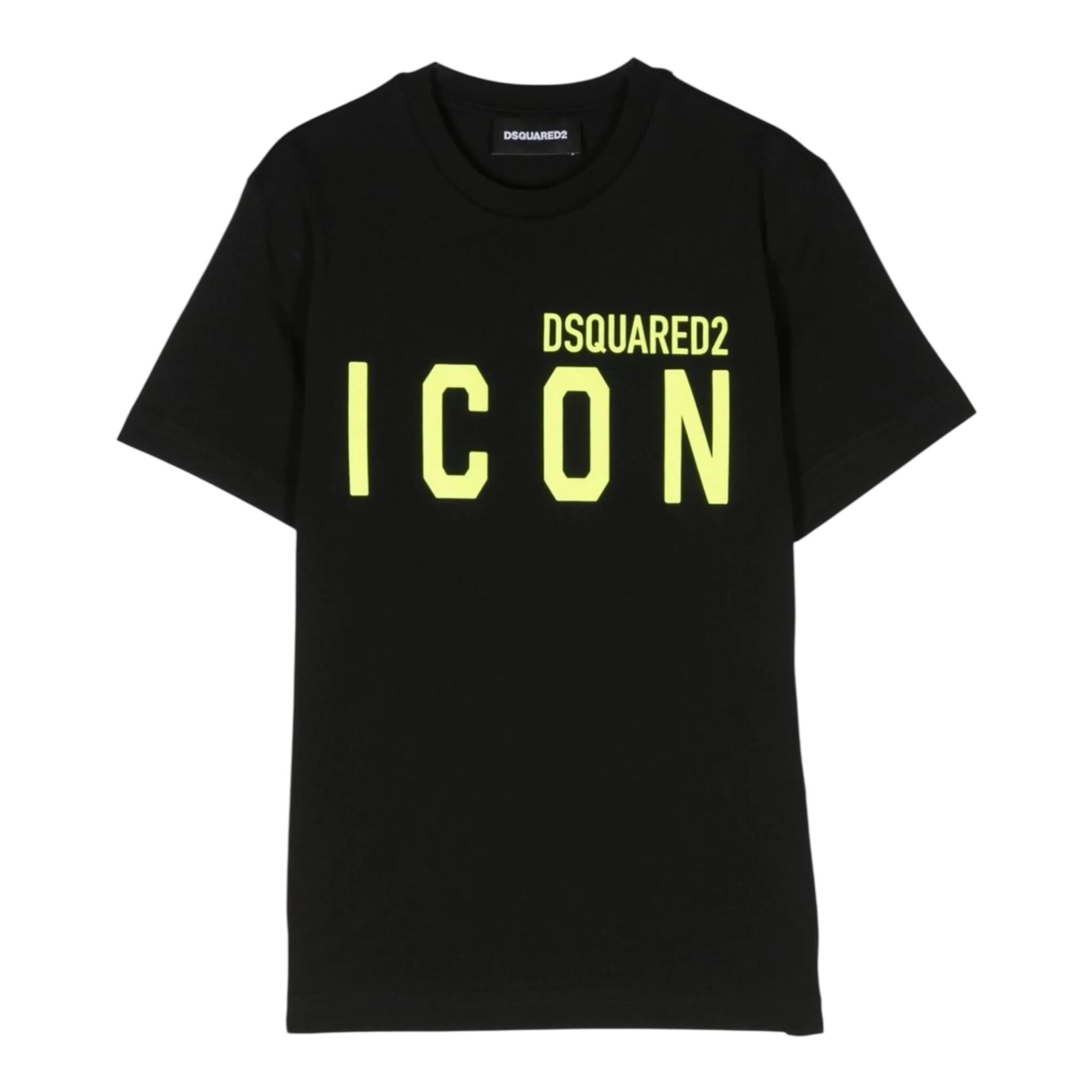 Dsquared2 T-Shirt Girocollo Tinta Unita con Stampa per Bambino DQ1697 NERO DSQUARED2 