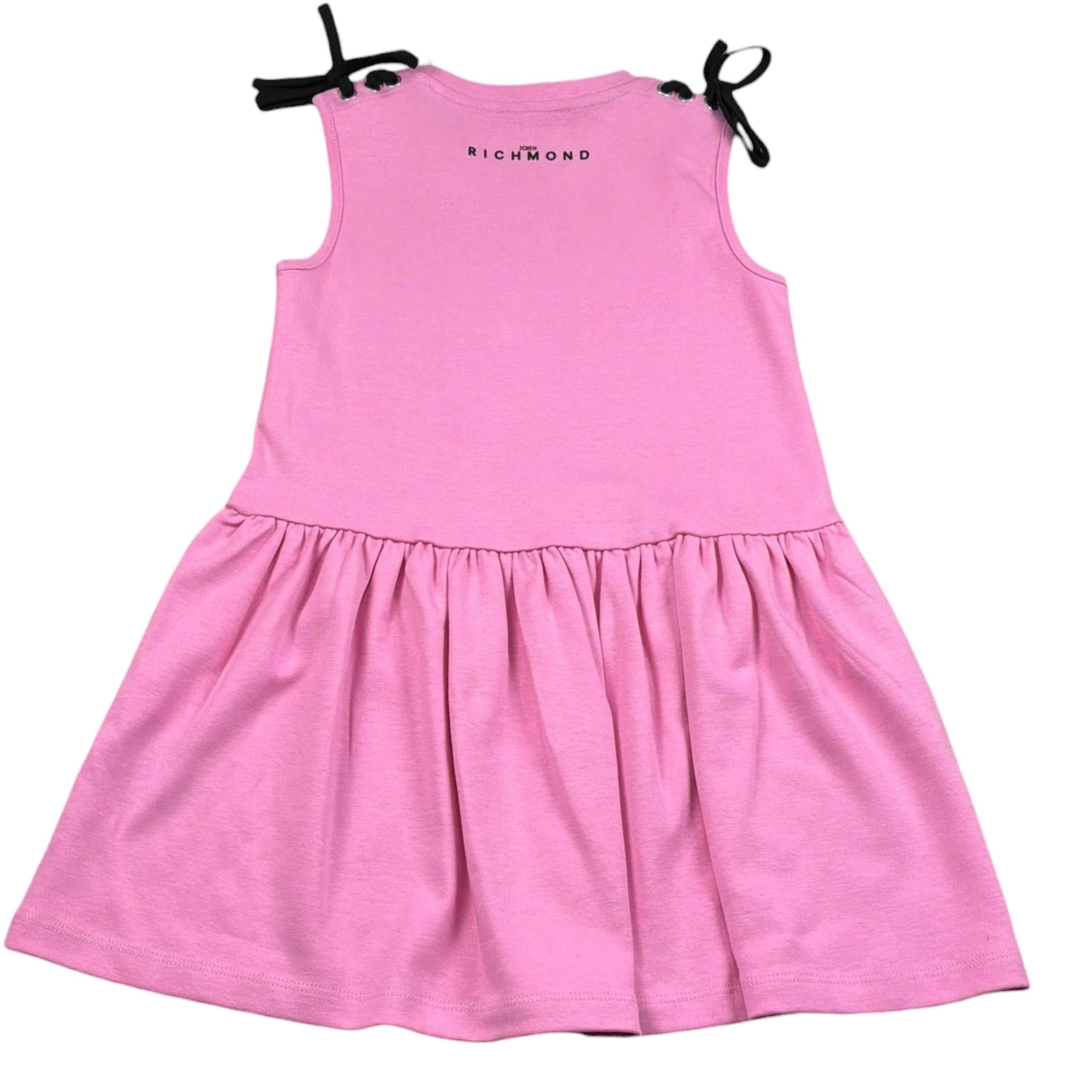 John Richmond Abito Tinta Unita Giromanica con Stampa per Bambina RGP26033VE ROSA JOHN RICHMOND 