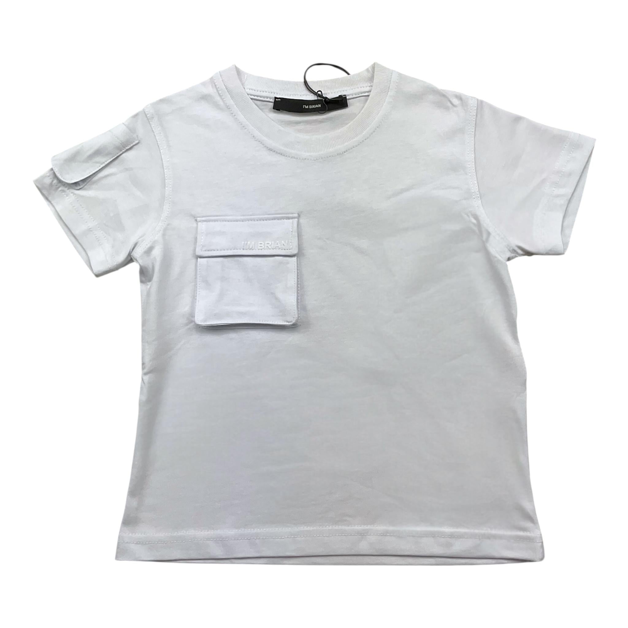 I'M BRIAN t-shirt girocollo tinta unita con taschino Bianco per Neonato TS3140J BIANCO I'M BRIAN 