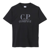 C.P. Company T-Shirt Girocollo Tinta Unita con Stampa Logo Nero per Bambino