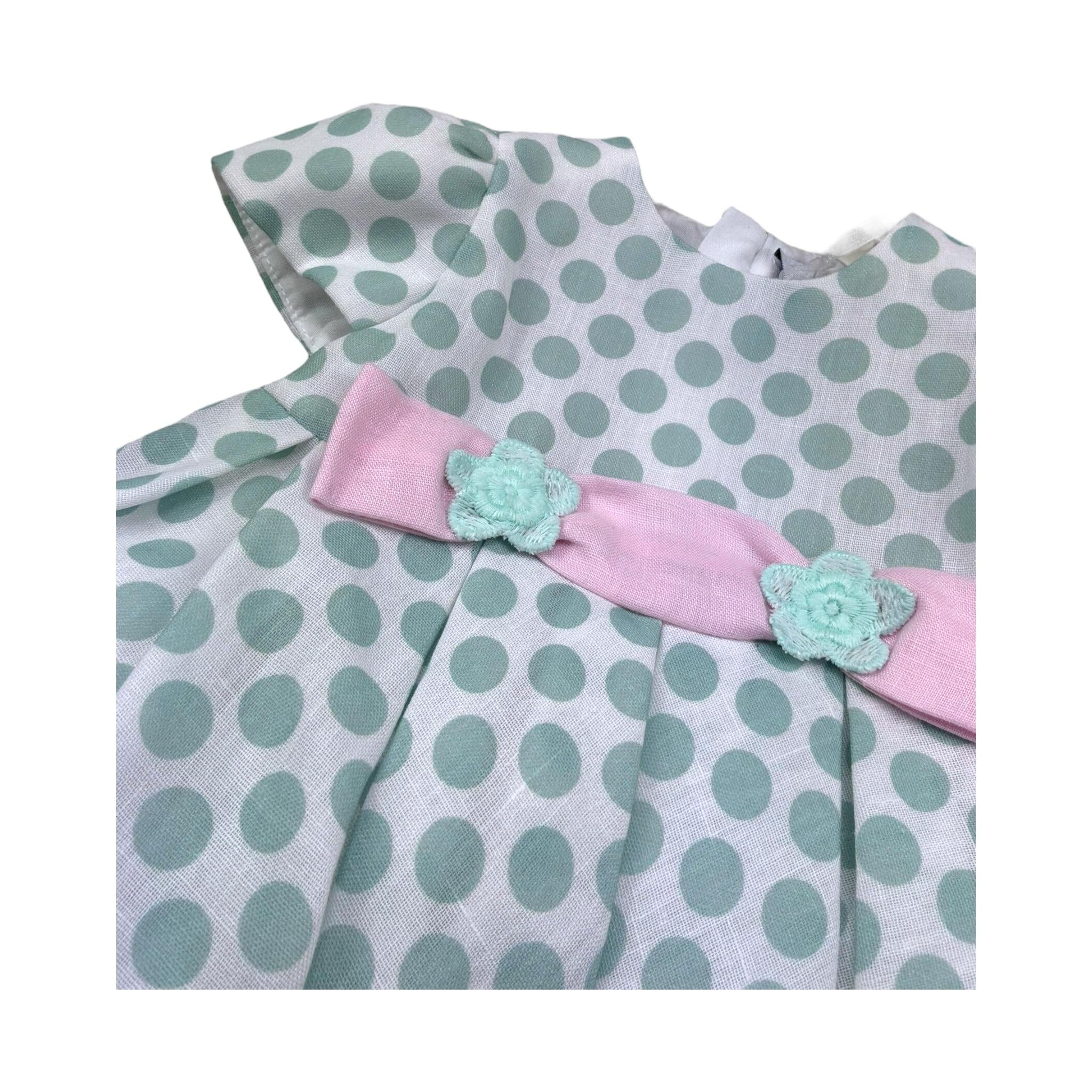 I Delfi Abito Mezzamanica Tinta Unita Fantasia Pois per Neonata 25P5157 BIANCO I DELFI 