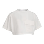 Dou Dou T-Shirt Girocollo Tinta Unita Modello Crop per Bambina DW8A51X BIANCO DOU DOU 