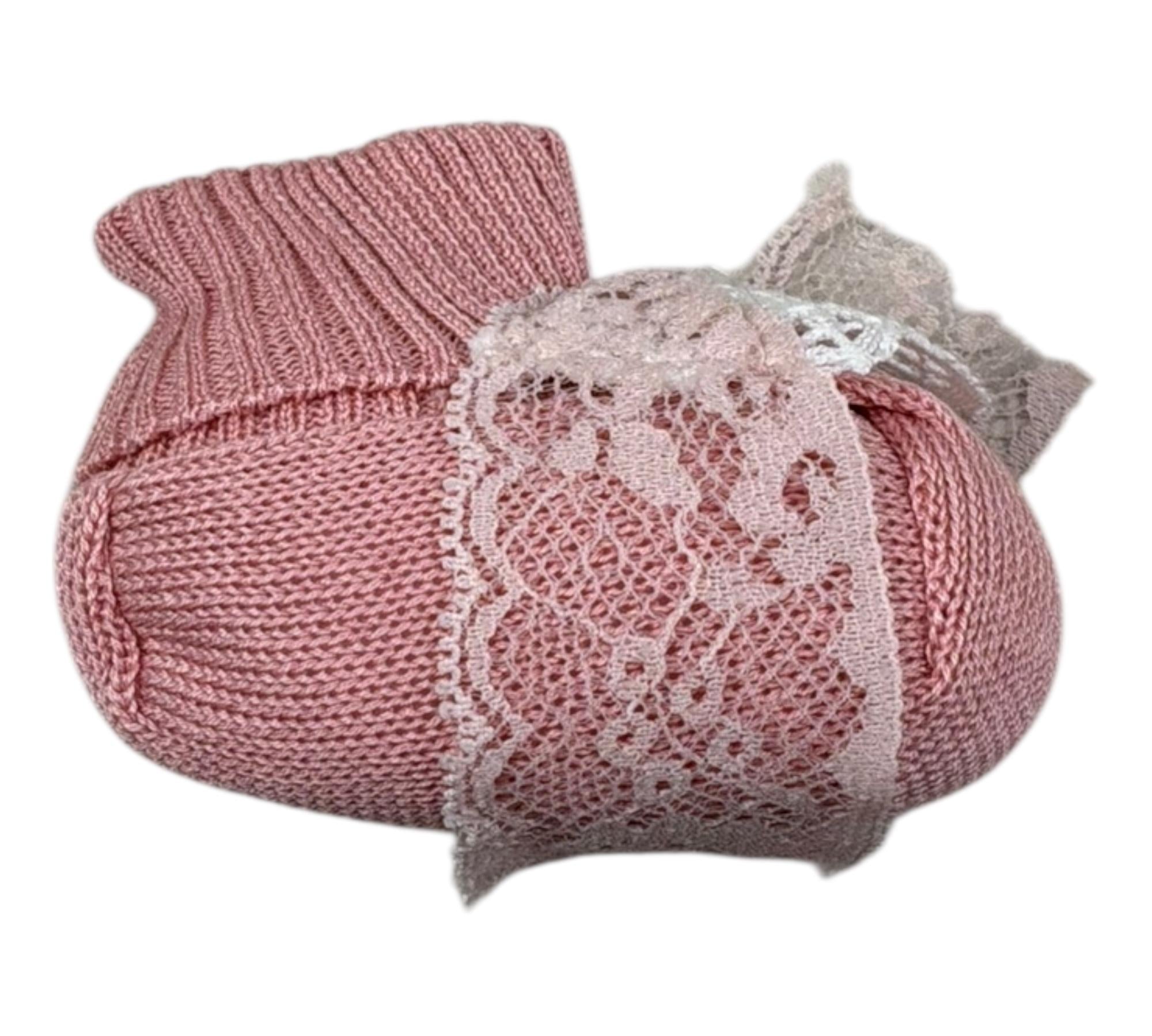 Marlu' Babbucce Tinta Unita con Ricami per Neonata BBC ROSA MARLU' 