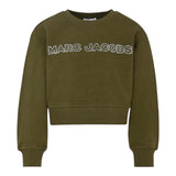 MARC JACOBS felpa chiusa girocollo tinta unita con stampa logo brillantinata Verde per Bambina W60263 VERDE MARC JACOBS 