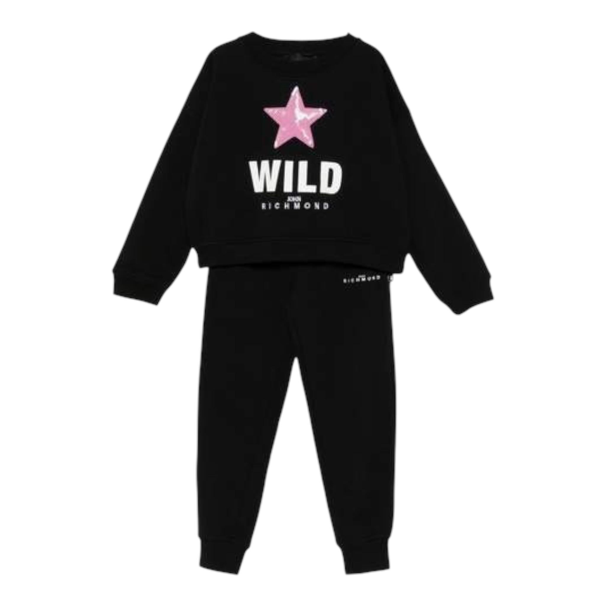 JOHN RICHMOND completo 2pz felpa- pantalone bicolore Nero per Bambina RGA24124CFXXX NERO JOHN RICHMOND 