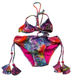 4Giveness Costume 2 Pezzi Triangolo-Mutandina Stampa Fantasia Multicolor Per Bambina