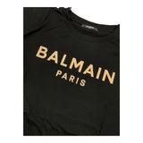 Balmain T-Shirt Girocollo Tinta Unita Con Stampa In Contrasto Nero Per Bambina