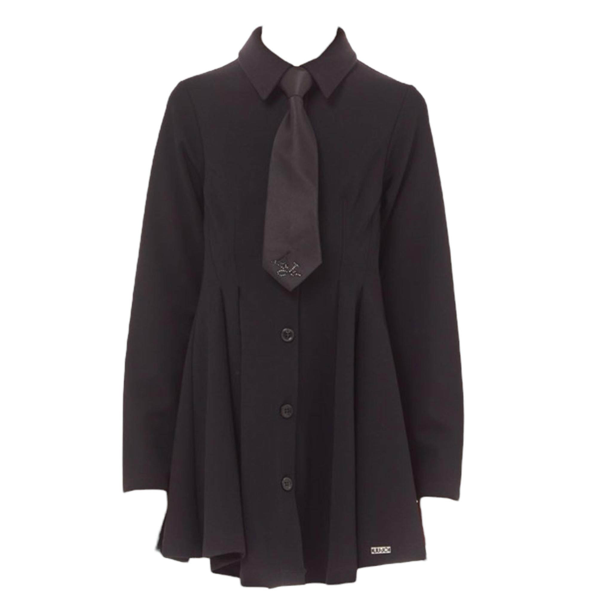 LIU JO abito manica lunga tinta unita con cravatta Nero per Bambina GF4062 NERO LIU JO 