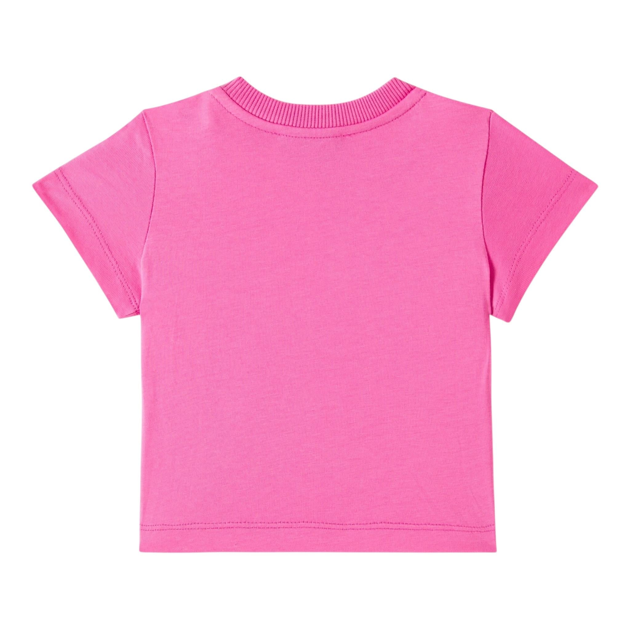 Moschino T-Shirt Girocollo Tinta Unita con Stampa per Neonata MUM04CL ROSA MOSCHINO 
