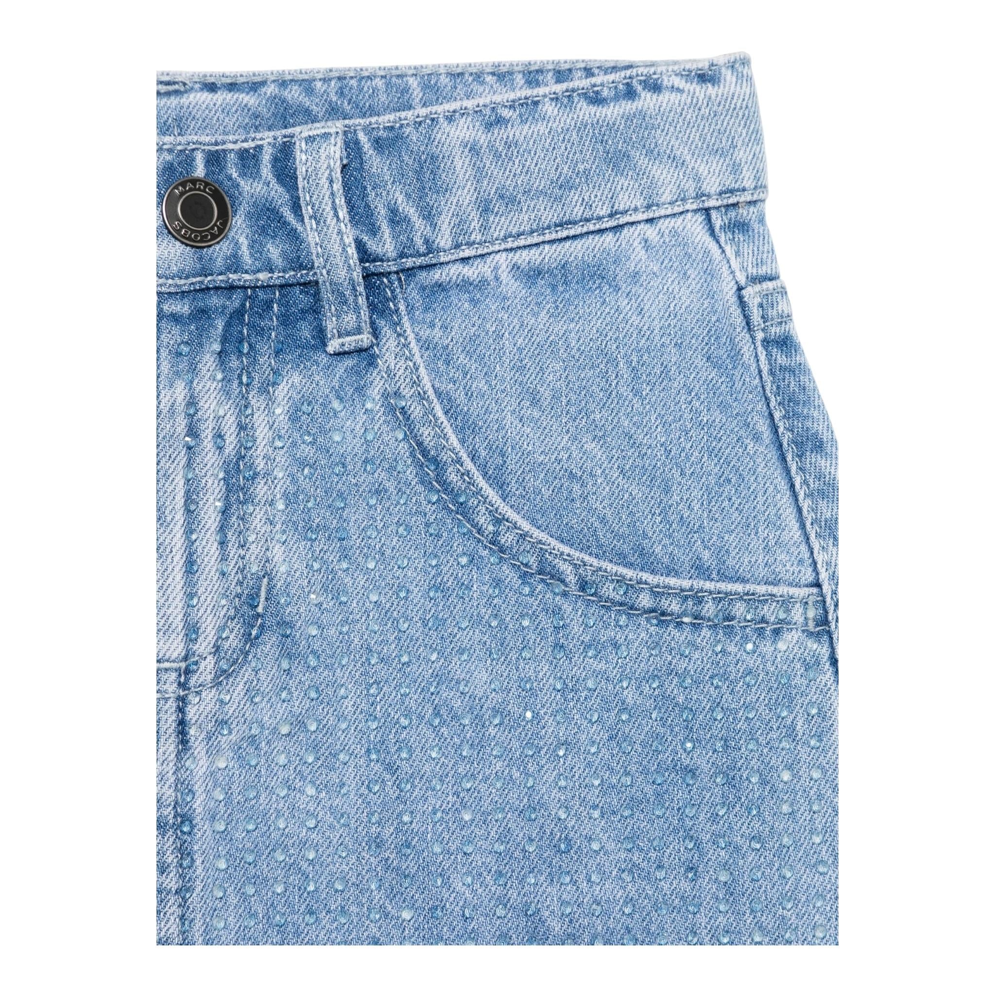 Marc Jacobs Gonna In Denim Tinta Unita con Brillantini per Bambina W60539 AZZURRO MARC JACOBS 