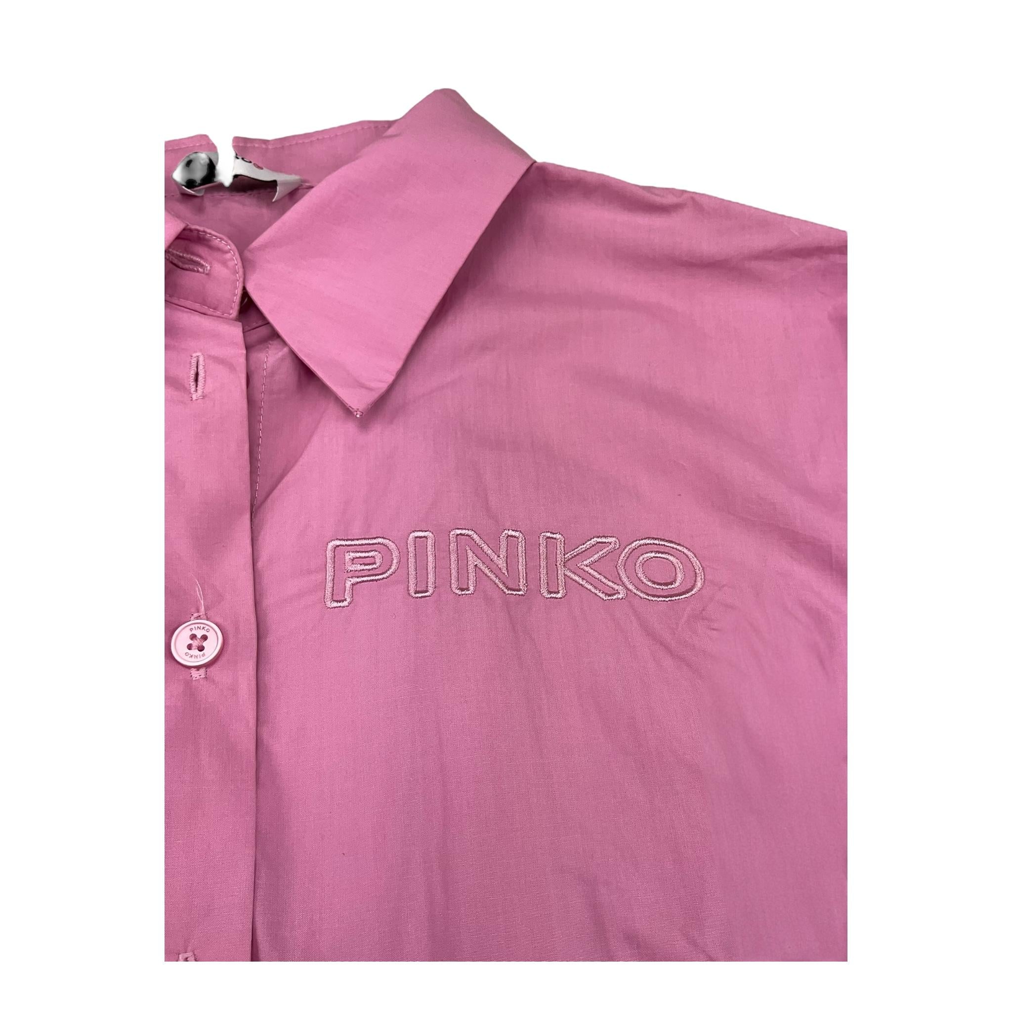 Pinko Abito Camicia Manica Lunga Tinta Unita per Bambina KFTS005 ROSA PINKO 