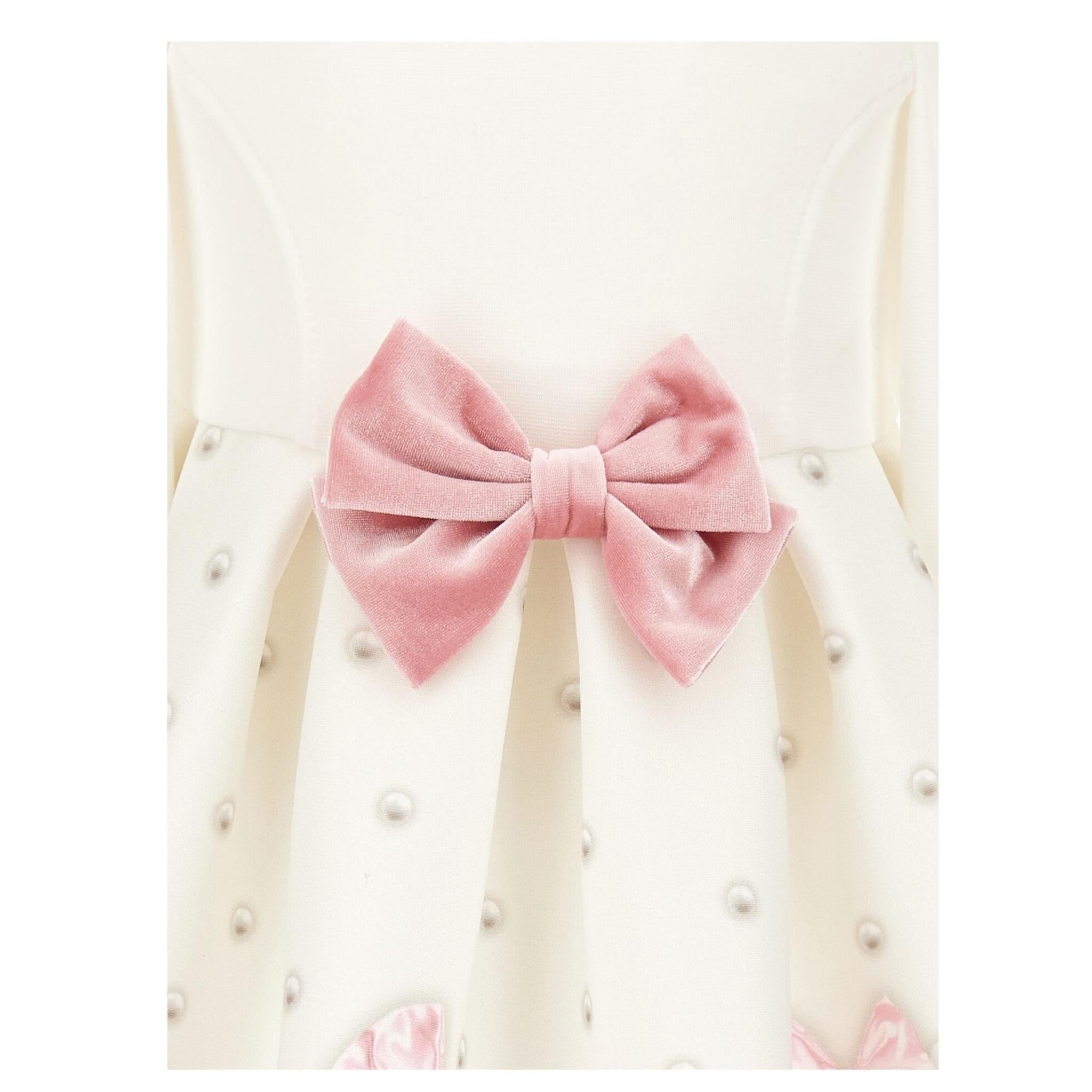 MONNALISA abito manica lunga tinta unita con fiocco Panna per Neonata 31B903 PANNA MONNALISA 