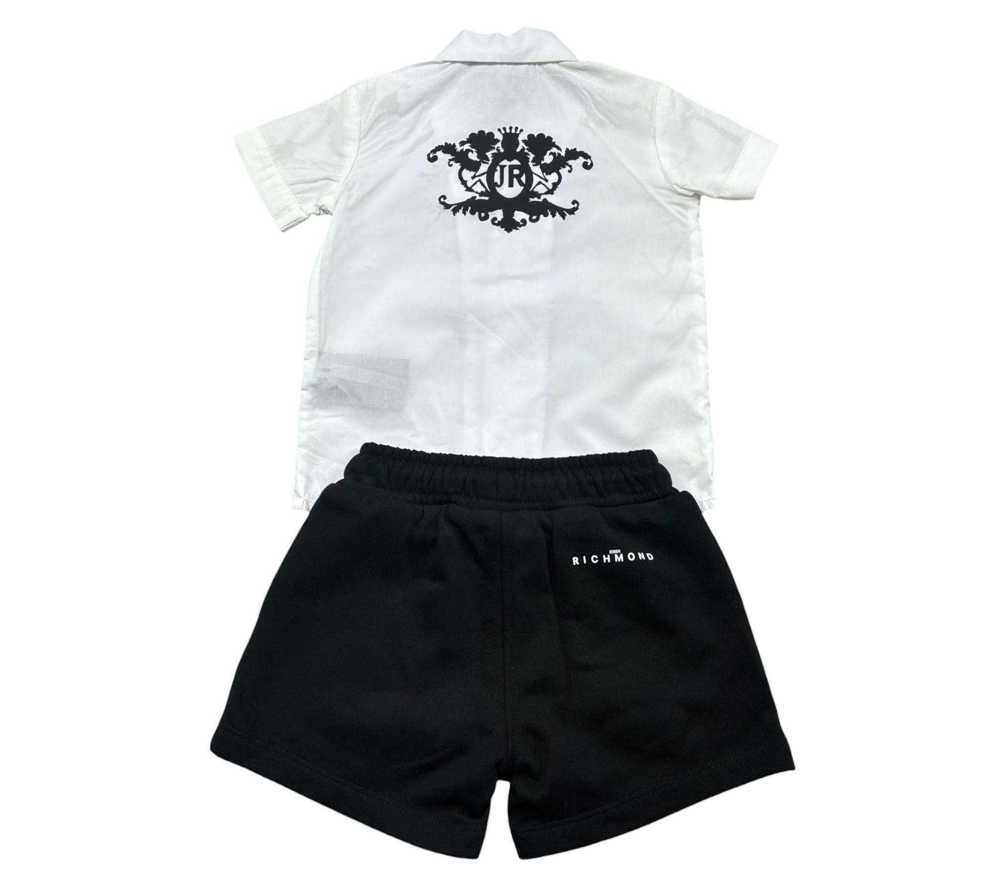 John Richmond Completo 2 Pezzi Camicia-Bermuda Bicolore per Neonato RIP26076CE BIANCO/NERO JOHN RICHMOND 