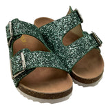Colors Of California Sandali Tinta Unita Con Fibie Glitterati Verde Per Bambina