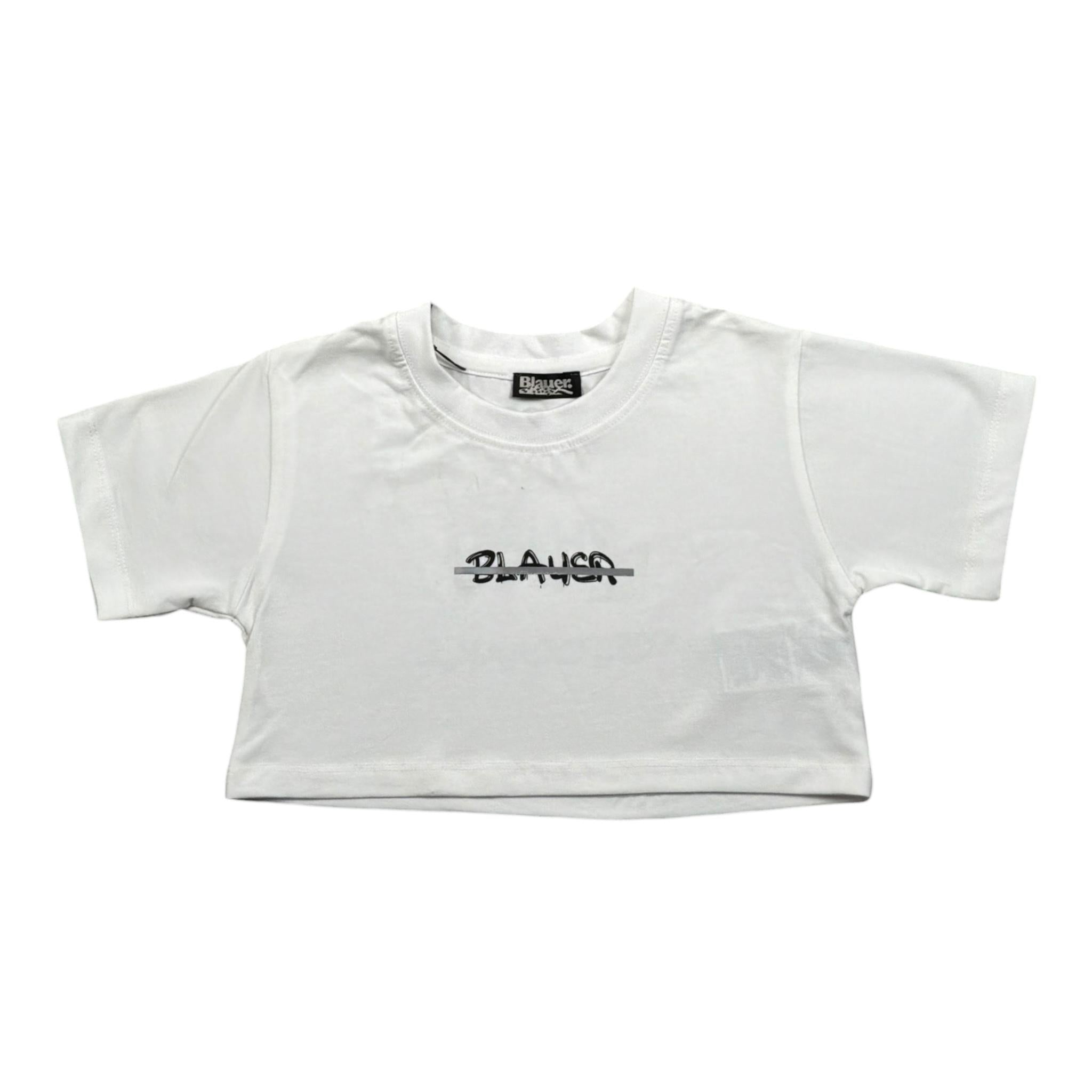 Blauer T-Shirt Girocollo Tinta Unita con Stampa per Bambina 25SBLGH02550 BIANCO BLAUER 