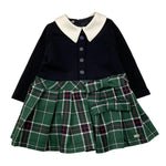 LE BEBE' abito manica lunga con gonna fantasia scozzese Blu/verde per Neonata LBG6110 BLU/VERDE LE BEBE' 