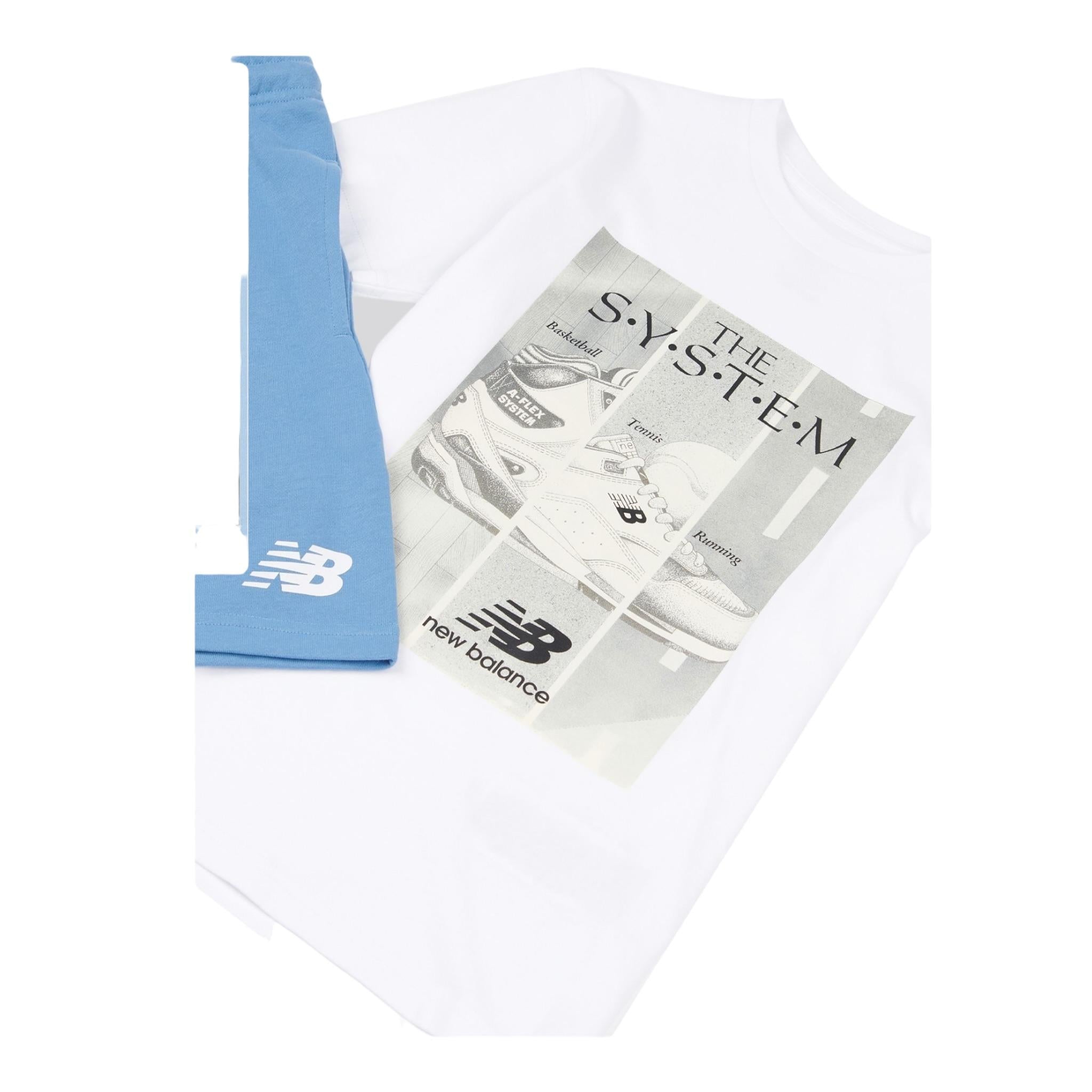 New Balance Completo 2 Pezzi T-Shirt-Bermuda Bicolore per Bambino LAKB0133X BIANCO/AZZURRO NEW BALANCE 
