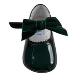 Indice Ballerina Tinta Unita con Fibia E Fiocco per Neonata 346 VERDE INDICE 