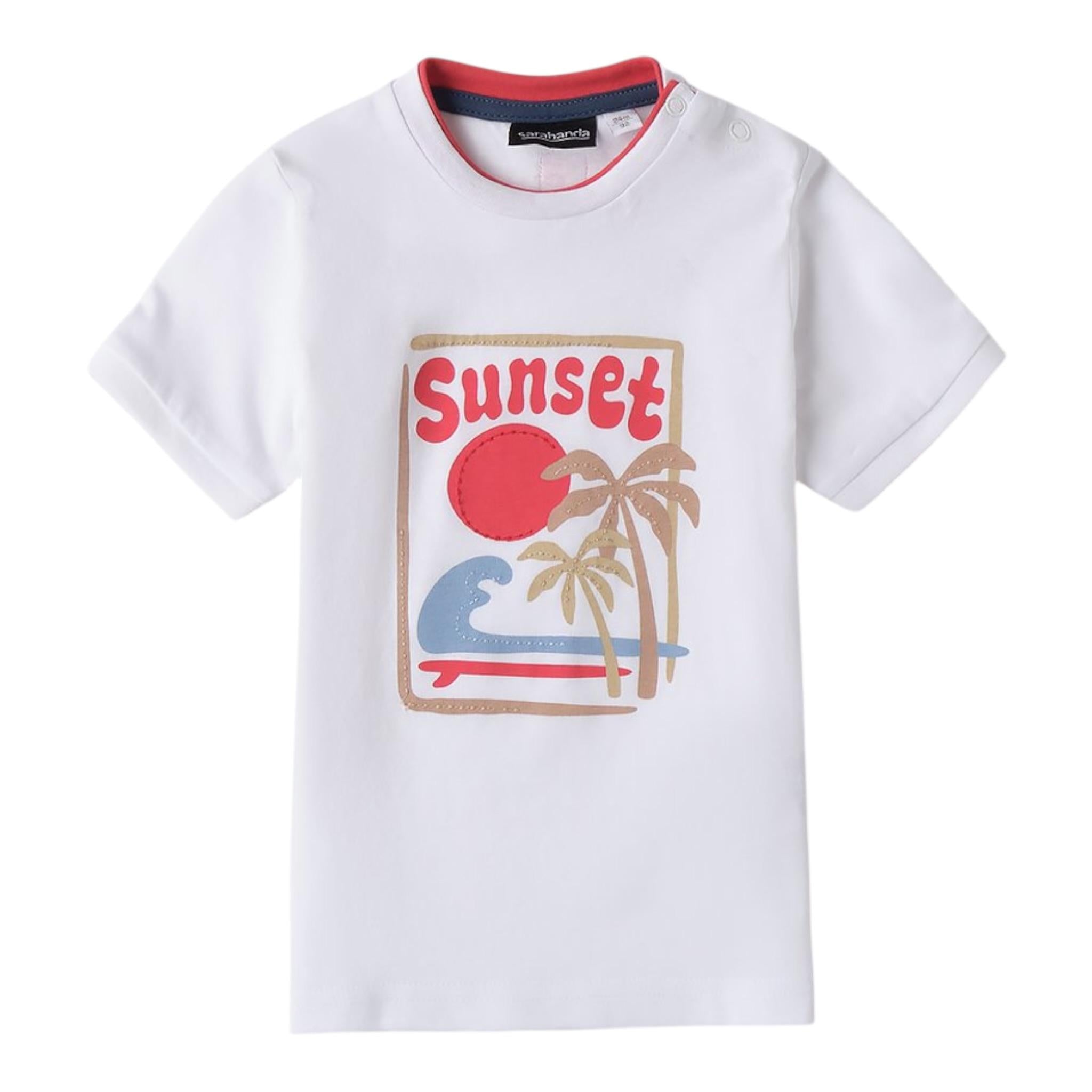 Sarabanda T-Shirt Tinta Unita con Stampa per Neonato 0B144XN BIANCO SARABANDA 