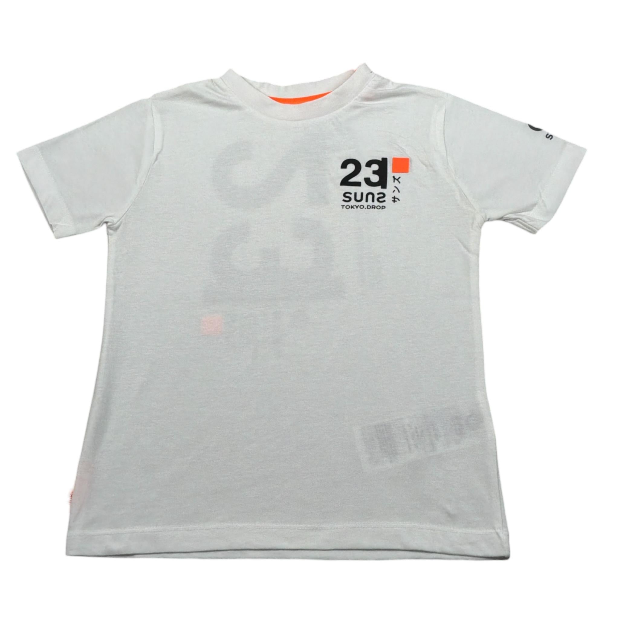 Suns T-Shirt Girocollo tinta unita con Logo Bianco per Bambino TSS5108U BIANCO SUNS 