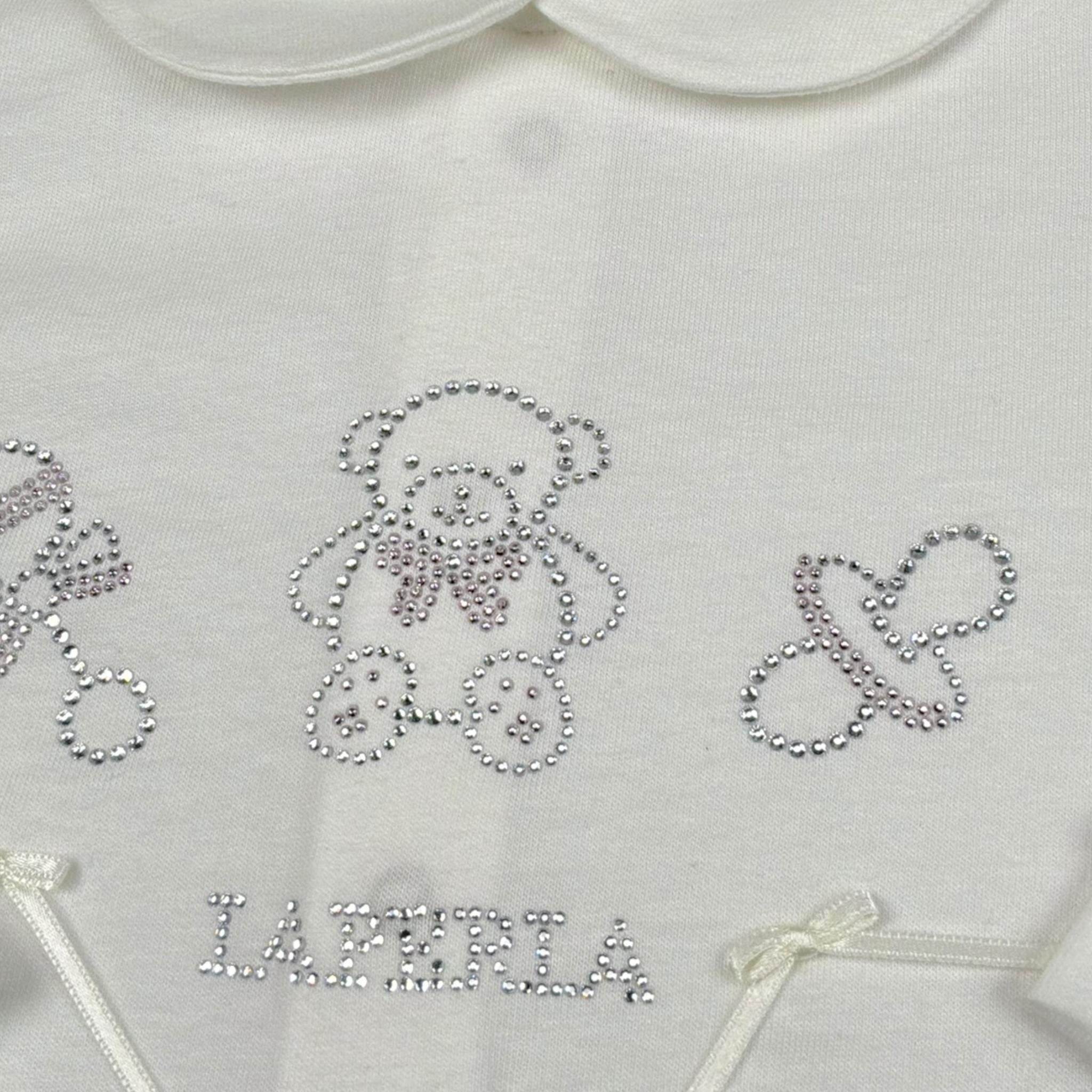 La perla Tutina Tinta Unita con Brillantini per Neonata 73673 BIANCO LA PERLA 