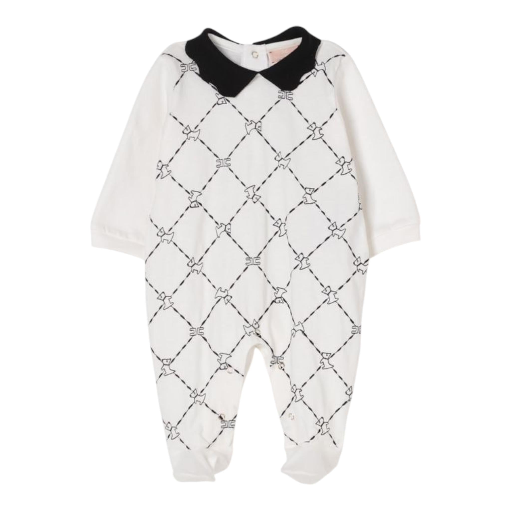 Elisabetta Franchi Tutina Manica Lunga Tinta Unita con Colletto In Contrasto per Neonata ENTU129 BIANCO ELISABETTA FRANCHI 