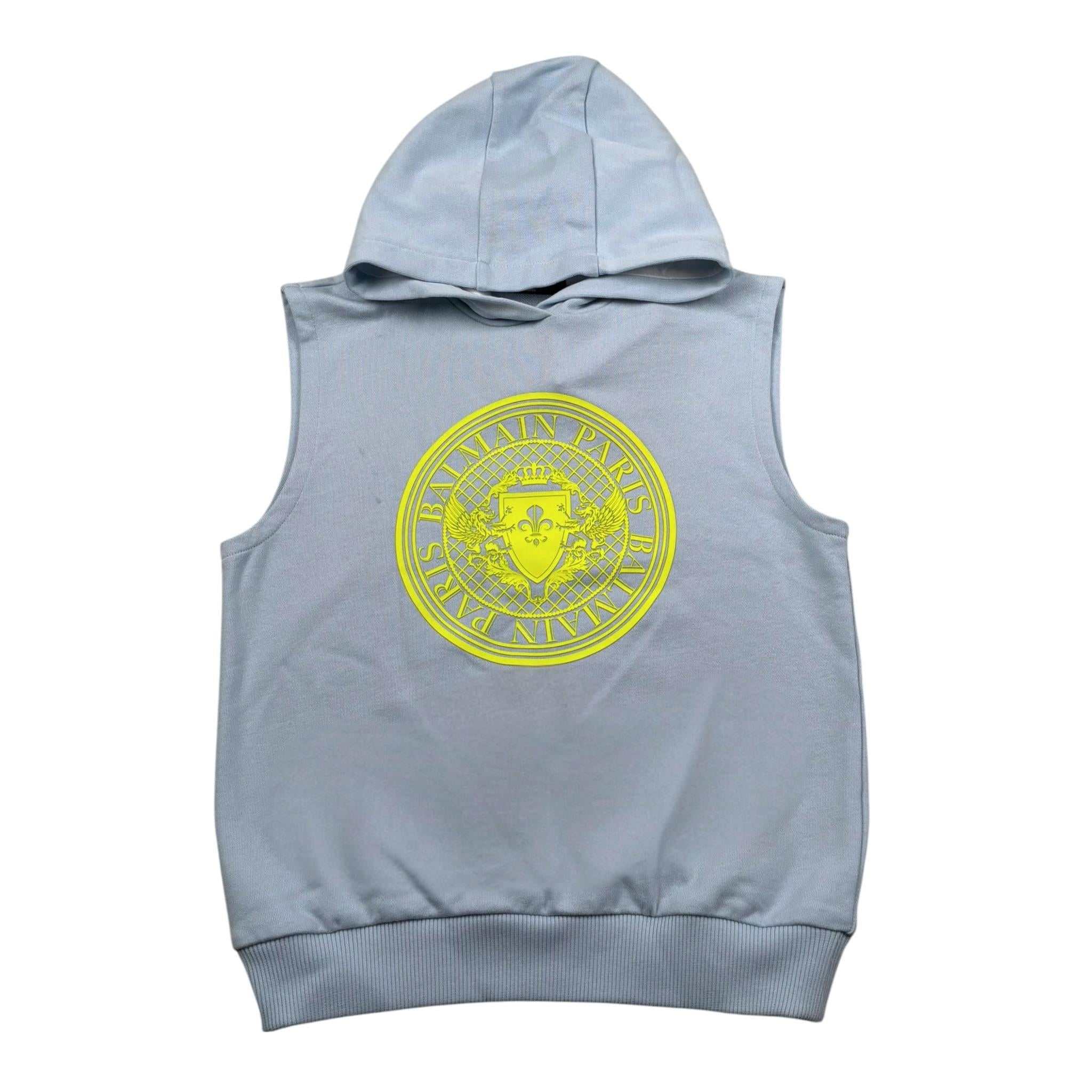 Balmain Completo 2 Pezzi Felpa Smanicata-Bermuda Tinta Unita per Bambino BU3Q80 AZZURRO BALMAIN 