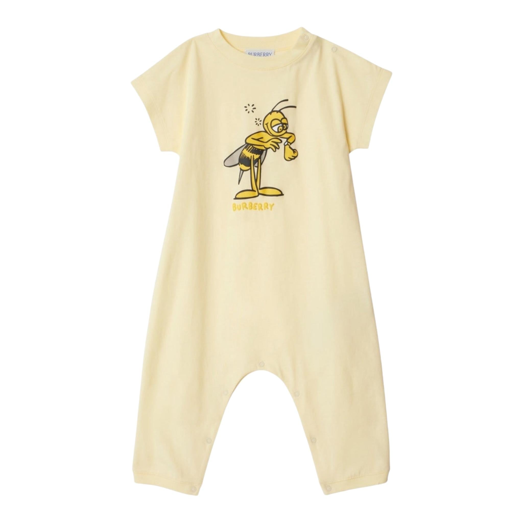 Burberry Pagliaccetto Girocollo Tinta Unita con Stampa per Neonato 8104524 PAGLIA BURBERRY 