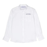Trussardi Camicia Manica Lunga Tinta Unita con Collo Coreano Bianco per Bambino